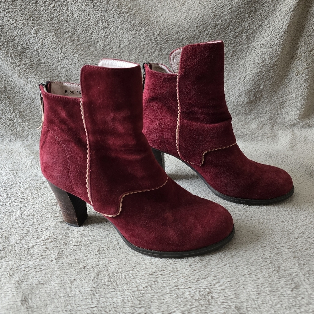 Shoe The Bear Bijou burgundy suede ankle boots size 8 - Picture 2 of 14